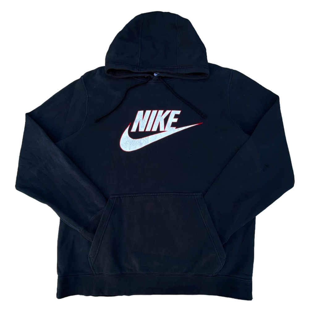 Vintage 90s Nike Black Center Swoosh Pullover Hoodie Sweater